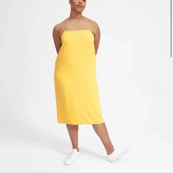 EVERLANE Japanese GoWeave Midi Cami Slip Dress in yellow - Picture 2 of 7